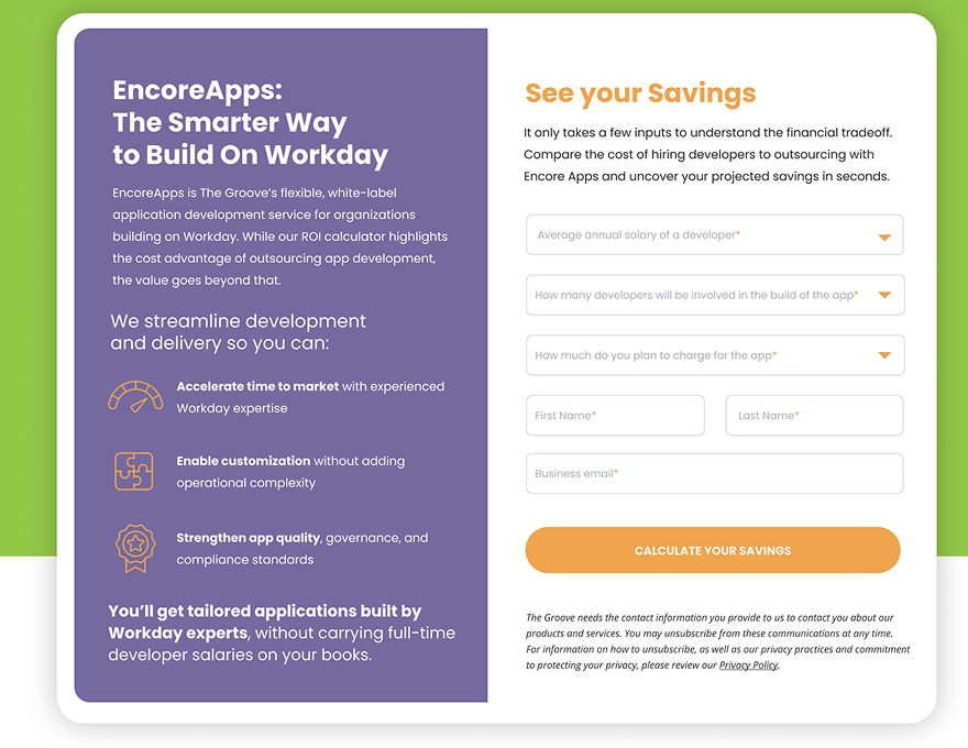 ROI Calculator Landing Page