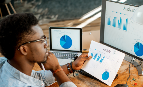 Man assessing reporting and analytics