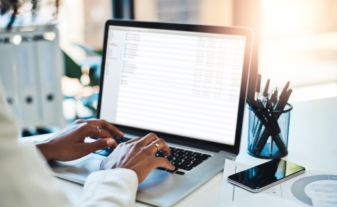 Typing expenses on computer