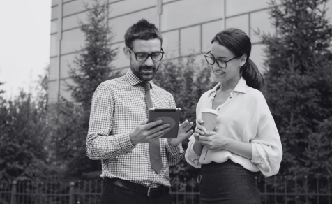 People talking outside